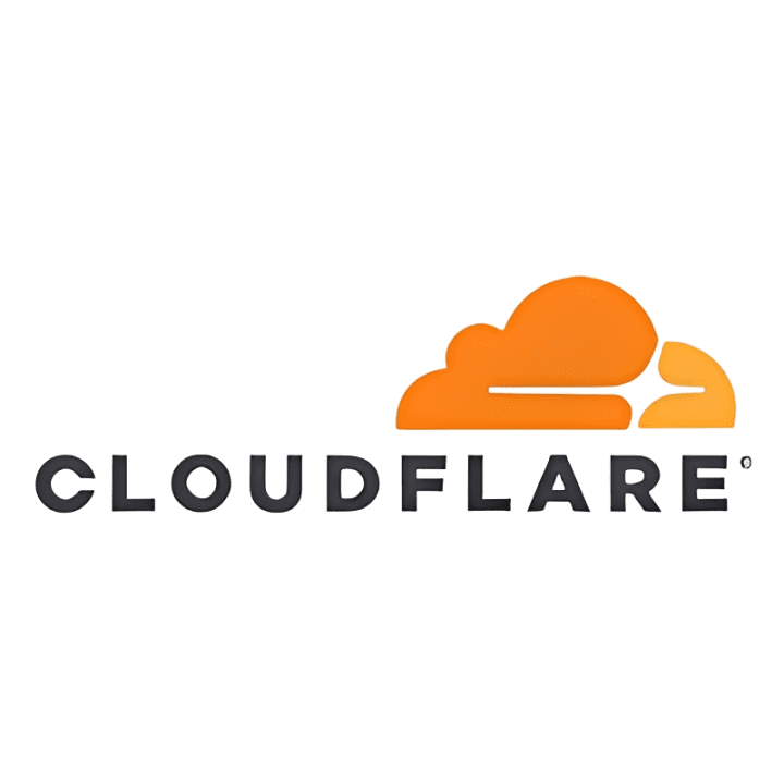 Cloudflare logo with orange cloud design