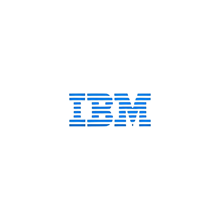 IBM logo in blue stripes